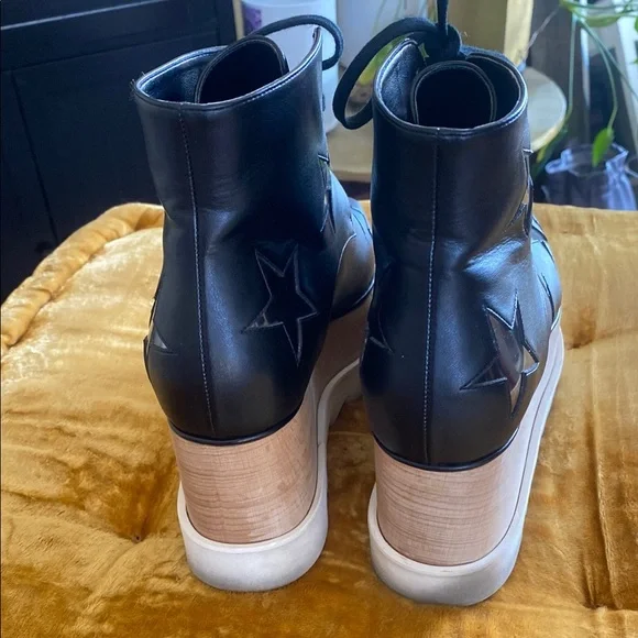 Stella McCartney Black and Silver Star Platform Shoes - Picture 4 of 8